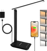 shinelife LED Desk Lamp – Slim Minimalist Task Light for Small Apartment Desk, USB Charging Built-In