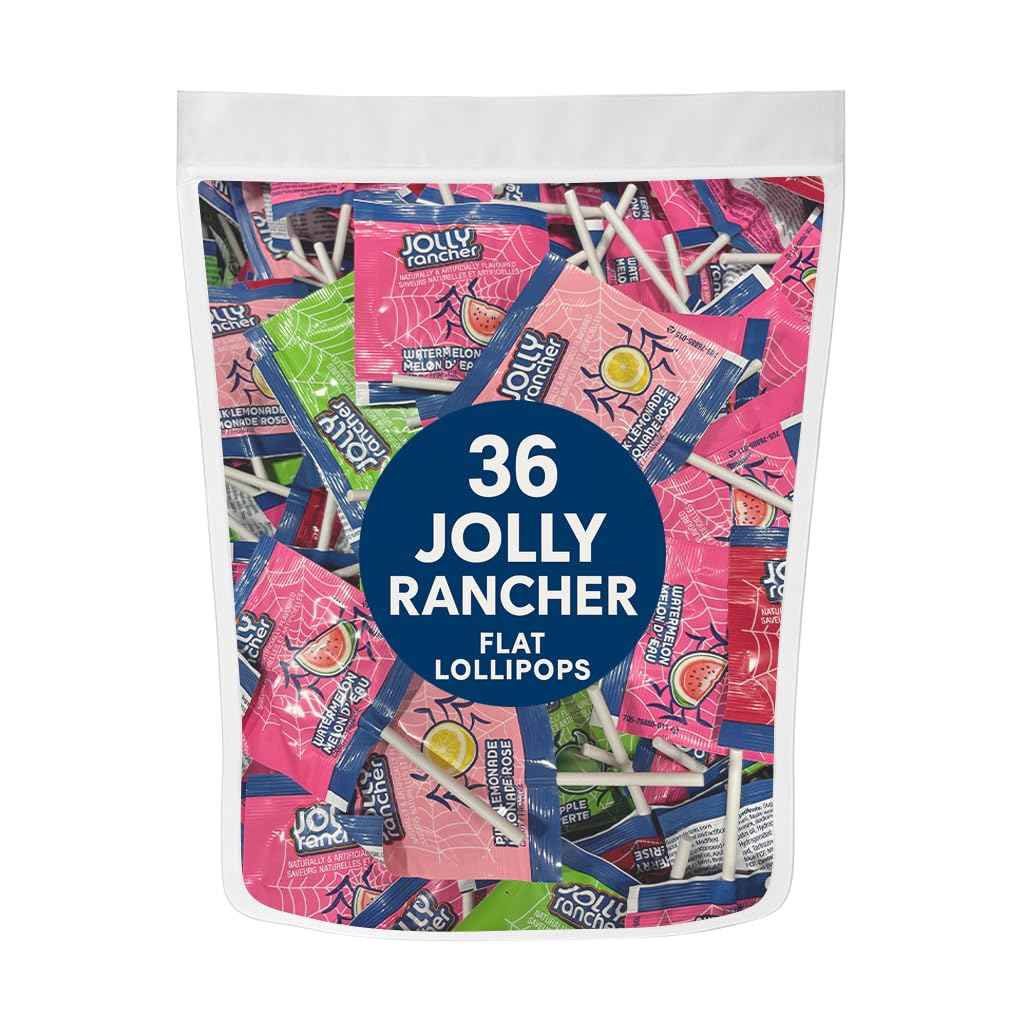 Jolly Flat Lollipops – Heat-Stable Wrapped Suckers for Picnics, Road Trips, and Camp Snacks, 36 Count