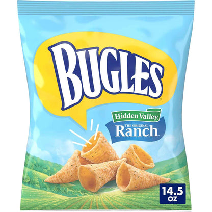 Bugles Corn Snack Cones – After-School Snack for Kids and Classrooms, Ranch Flavor Pantry Pack