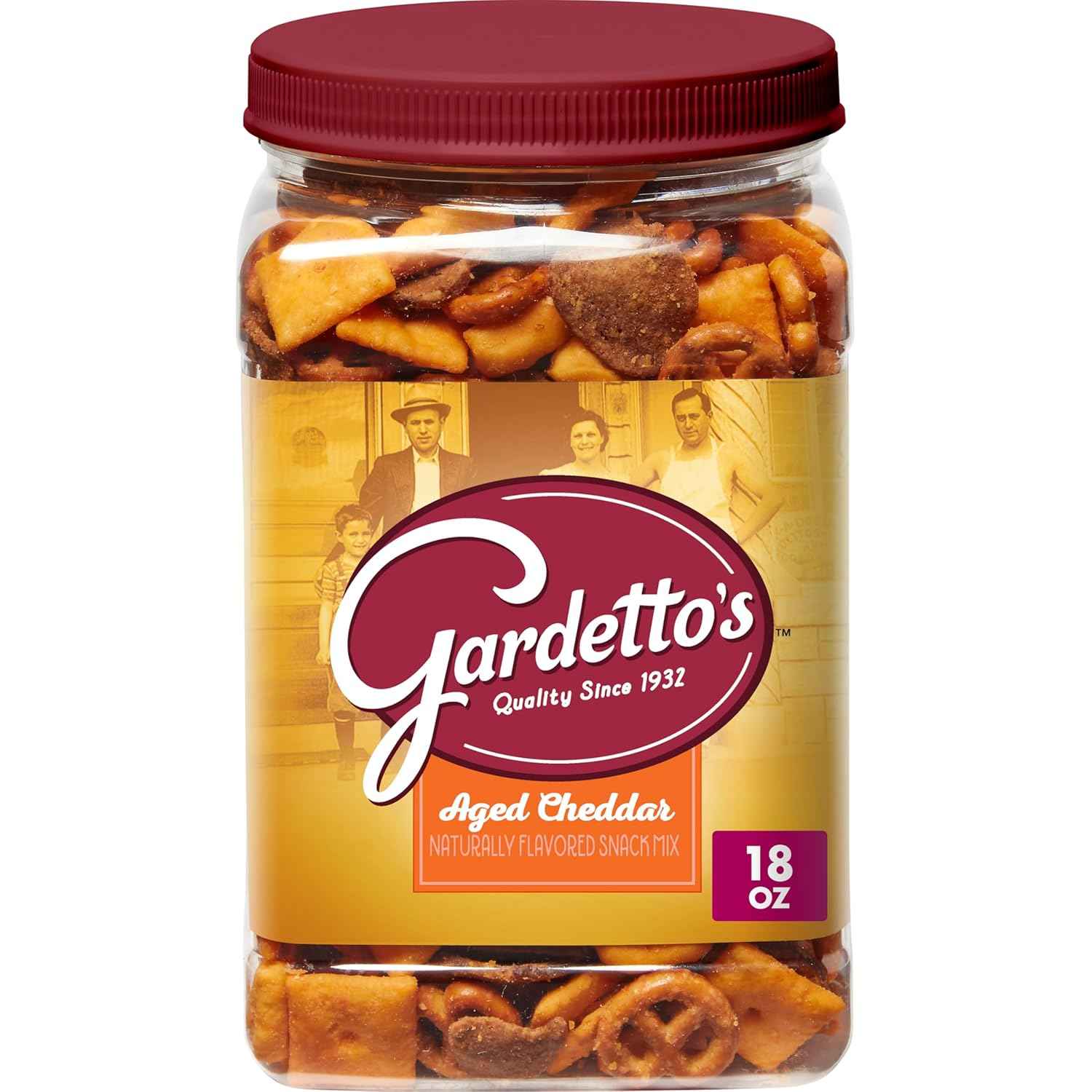 Gardetto's Aged Cheddar Snack Mix Tub – Portable Cheddar Snack for Camping, Road Trips, and Beach Days