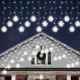 Lumiluxe Snowflake Drop Lights – Backyard Fence and Awning Decor, Linkable 150 LED for Large Coverage