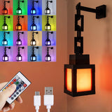 Pixelated Lantern Night Light - Cool Birthday Gift for Teen Boys, 16 Colors Gamer Room Accent Lamp with Remote