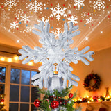 FrostyGlow LED Snowflake Tree Topper – Thoughtful Christmas Gift for Her, 3D Glitter Centerpiece with Projected Light Show