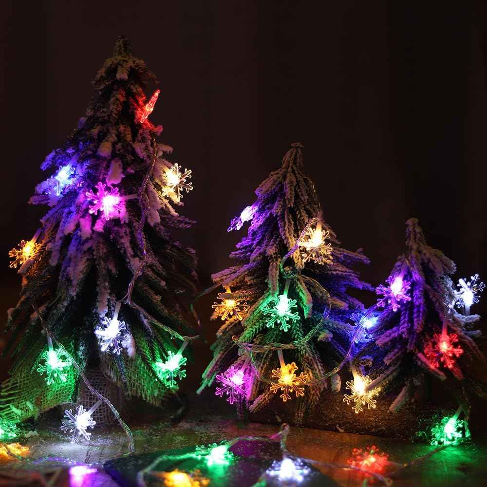 LuminHaus Snowflake String Lights – Clean Scandinavian Home Accent, Warm White LED Lights for Neutral Interiors