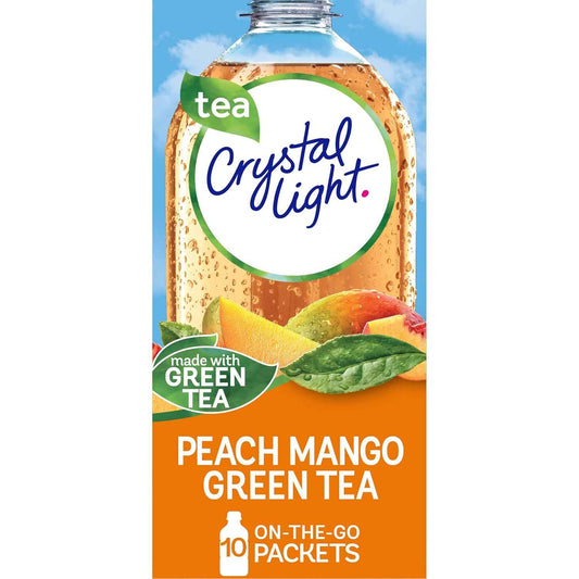 Crystal Light Peach Mango Green Tea Powdered Drink Mix – Portable Hydration for Camping Trips and Hiking Lunch Breaks