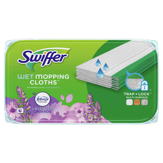 Swiffer Sweeper Lavender Mop Refills – Aromatherapy Floor Reset for the Bathroom and Bedroom Wind-Down, Febreze Scented Wet Cloths, 32 Count