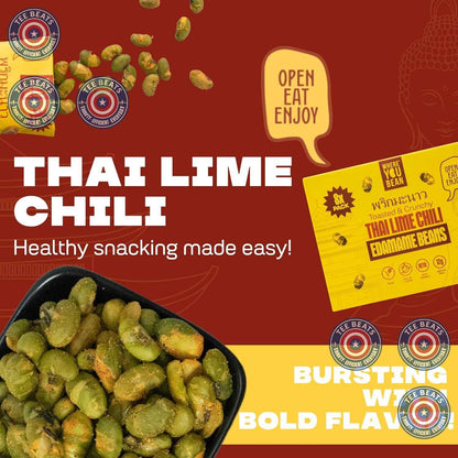 Where You Bean Crunchy Edamame (Thai Lime Chili) – Clean-Eating Snack for Low-Carb Lifestyle Goals, Dry Roasted Vegan Protein, 0.9 oz Pouches, 8 Pack