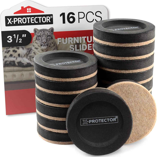 X-PROTECTOR 3 ½ Inch Furniture Sliders – Family-Safe Floor Protectors, No Tools Needed to Move Heavy Couches and Beds Safely