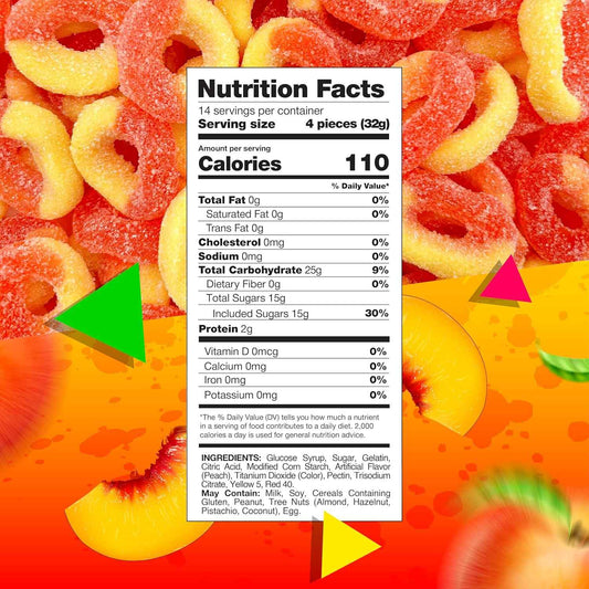 Peachful Peach Rings Gummy Candy | 1lb Bulk Bag | Sweet Easter Gift for Grandchildren and Grandkids