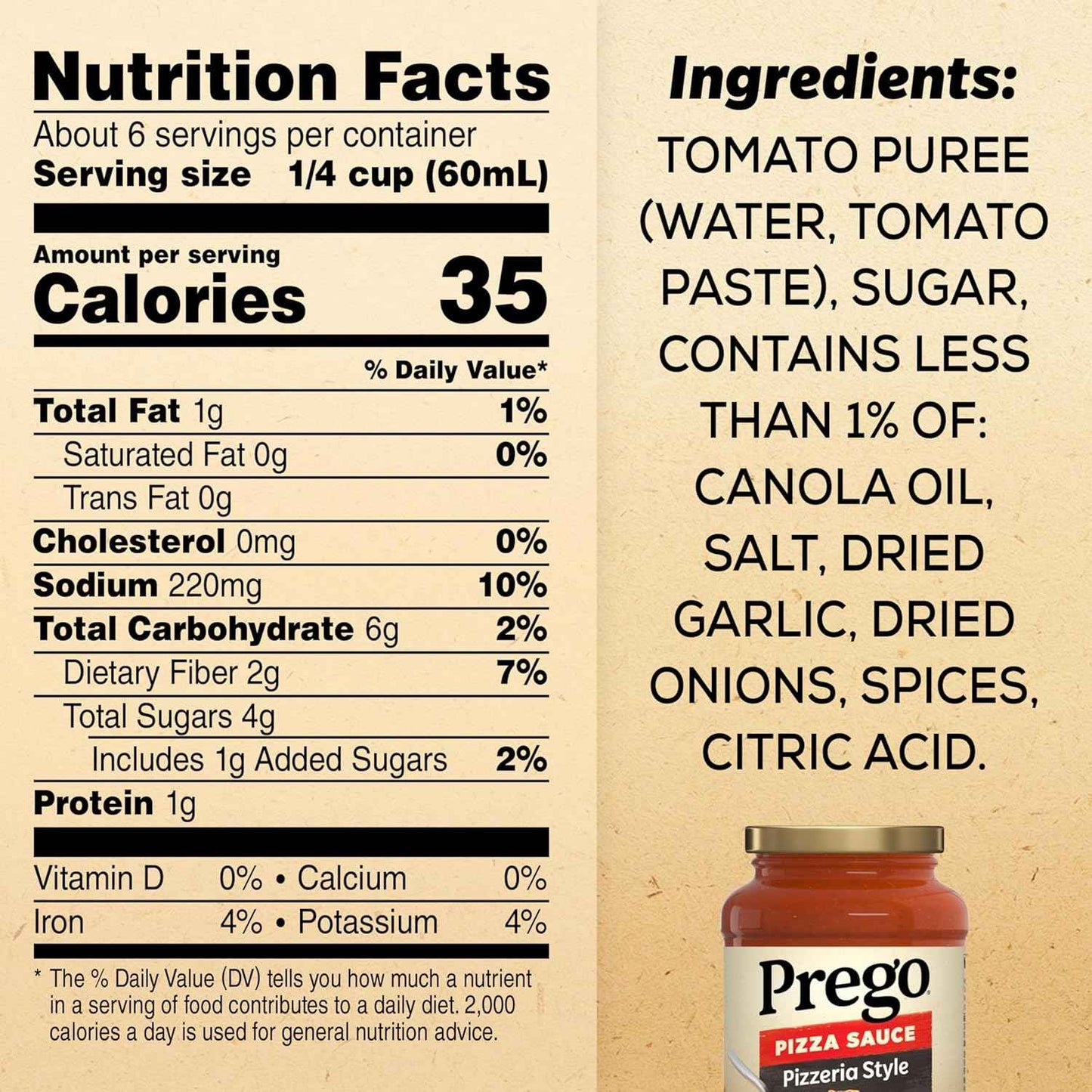Prego Vegan Gluten-Free Pizza Sauce for Clean-Eating Meal Prep, 14 oz Vine-Ripened Jar