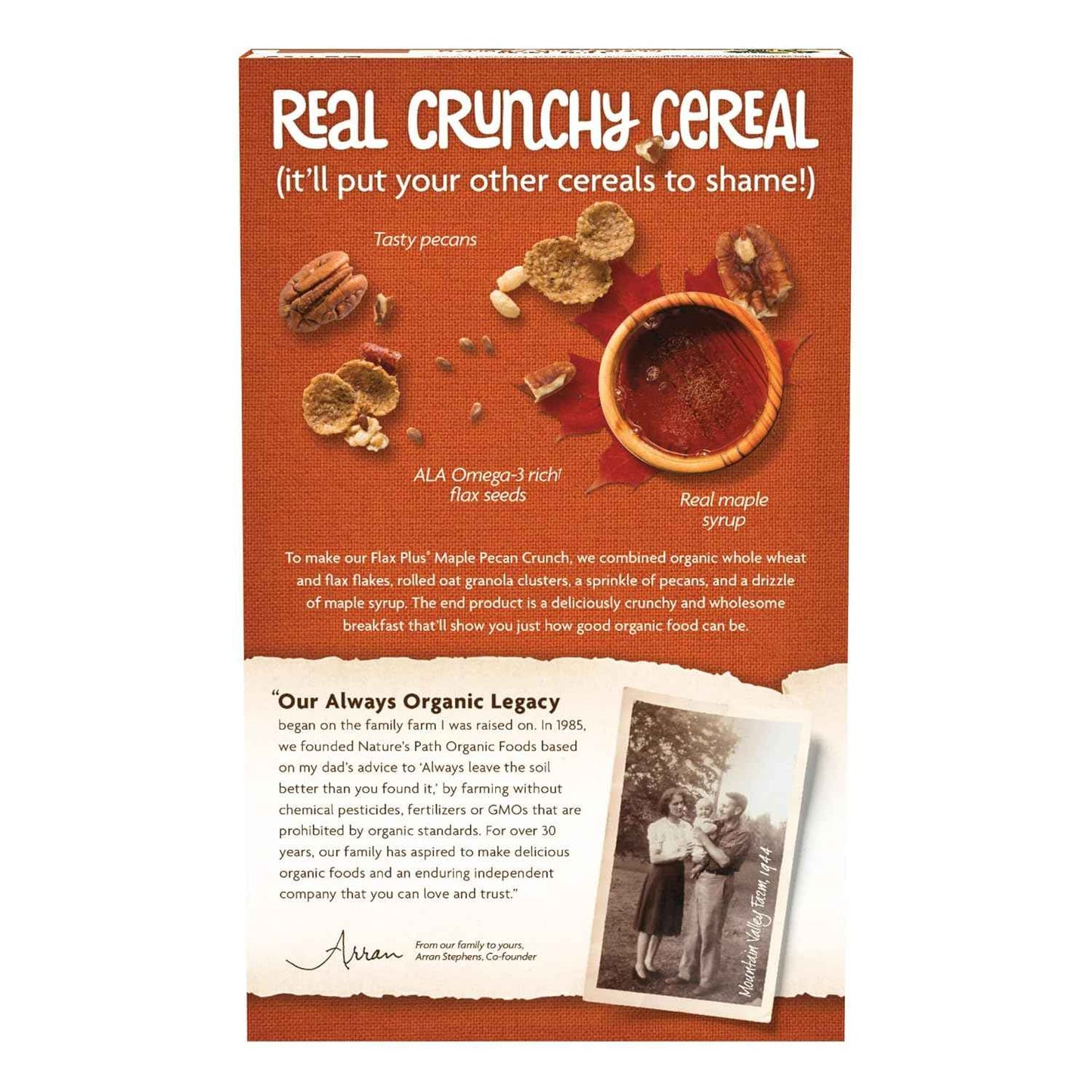 Nature's Path Organic Flax Plus Maple Pecan Crunch Cereal – Clean-Label Breakfast Bowl for Mindful Mornings
