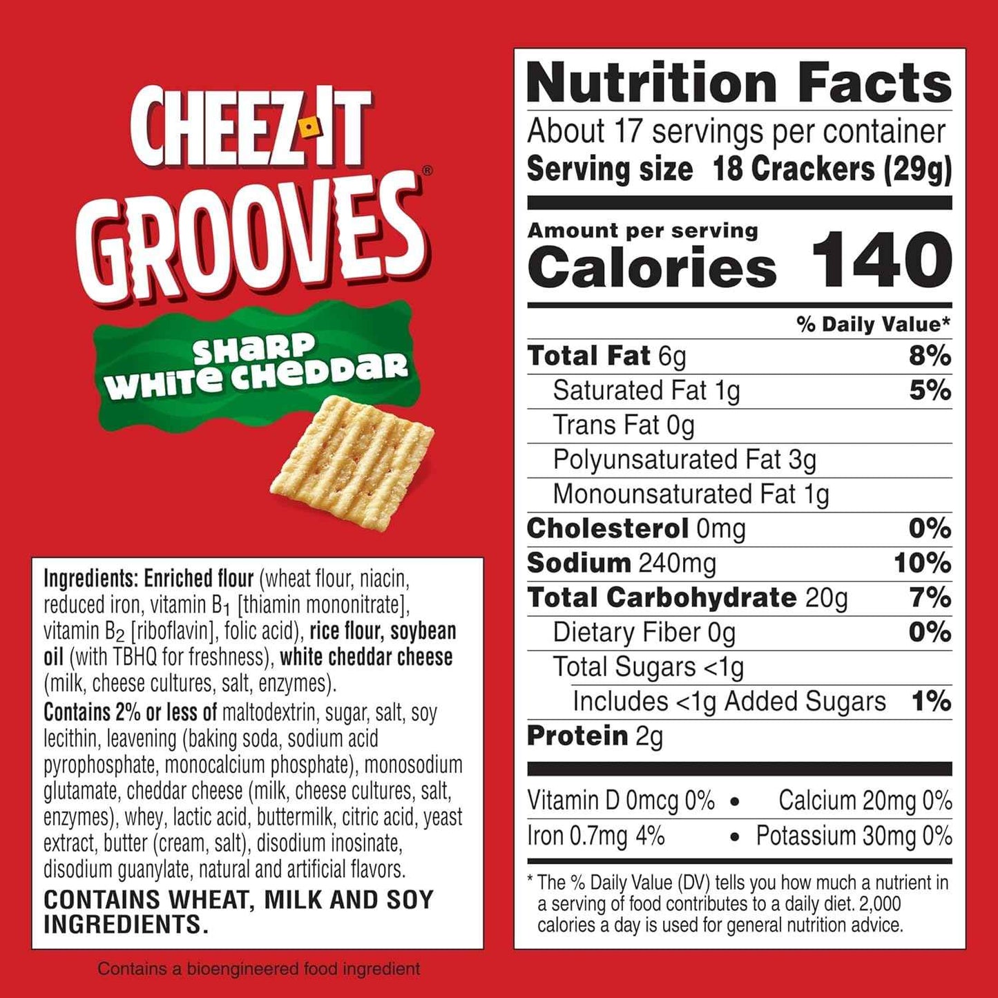 Cheez-It Grooves Crunchy Cheese Crackers – Travel-Friendly Sharp White Cheddar Snack for Rest Stops, Picnics, and Tailgates, 3.25oz 6-Pack