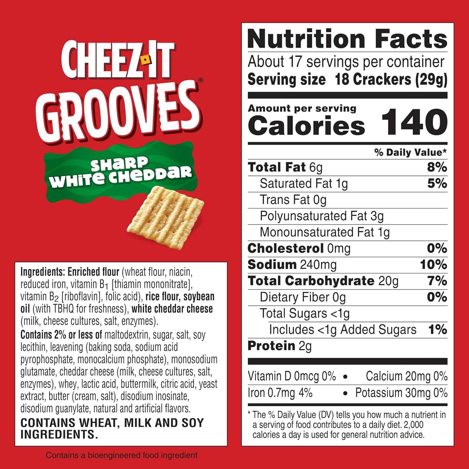 Cheez-It Grooves Crunchy Cheese Crackers – Travel-Friendly Sharp White Cheddar Snack for Rest Stops, Picnics, and Tailgates, 3.25oz 6-Pack