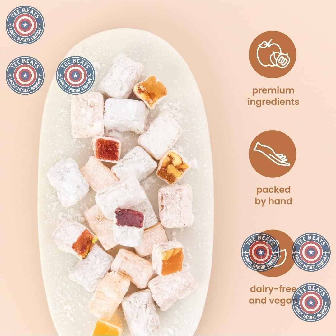 Liberty Orchards Sugar Free Aplets & Cotlets - Vegan Turkish Delight Candy Box, 8 oz Holiday Hostess Gift