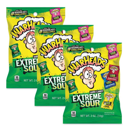 WARHEADS Sour Candy for Kids Party Favors - Assorted Fruit Flavors Birthday & Playdate Treat - 3 Pack
