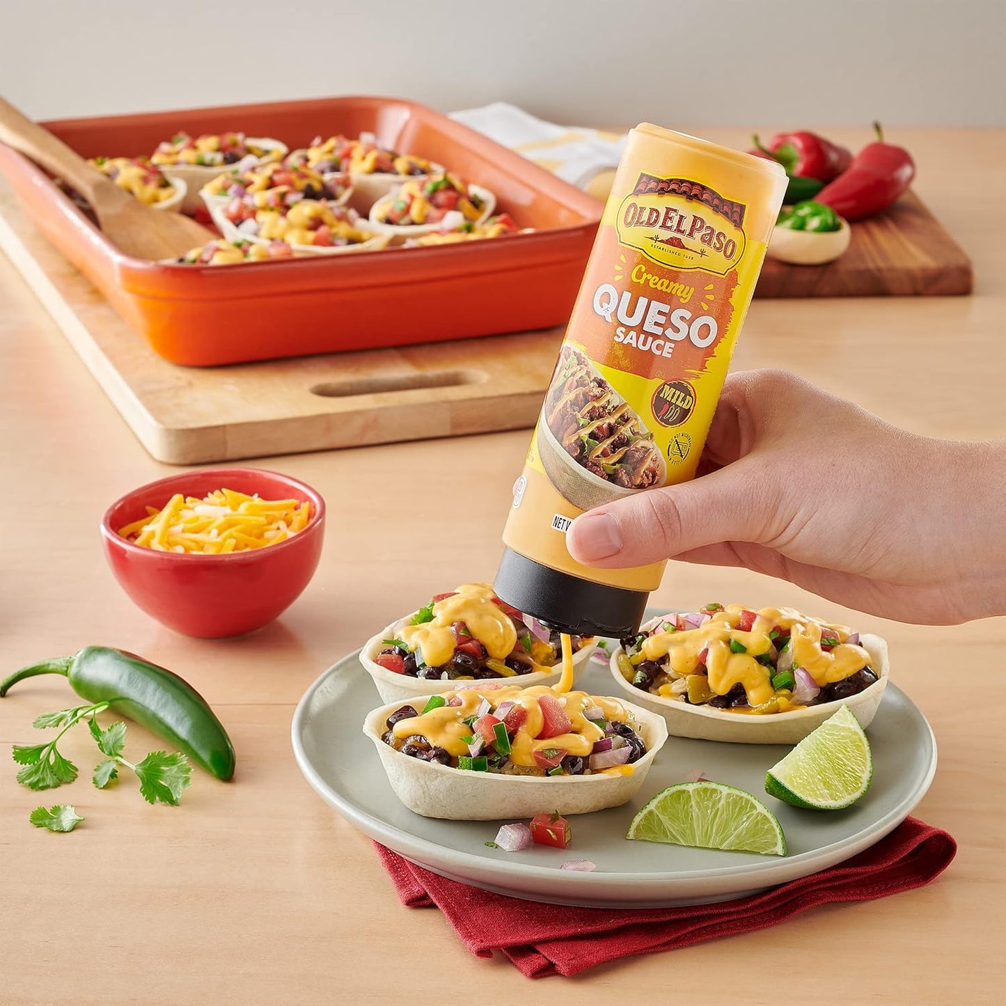 three available flavor variants: creamy, medium heat, and creamy salsa verde