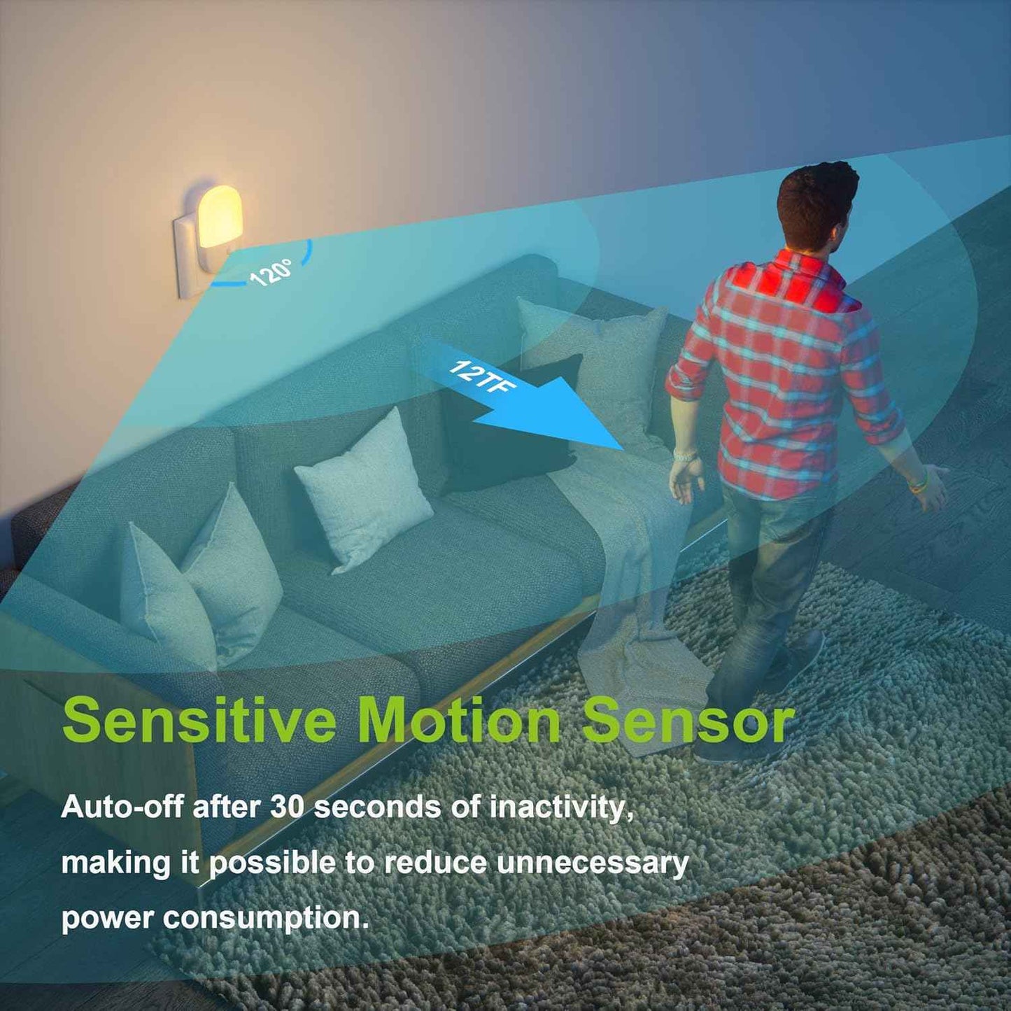MAZ-TEK Motion Sensor Night Light – Flameless Stair and Hallway Safety Light for Fall Prevention at Night