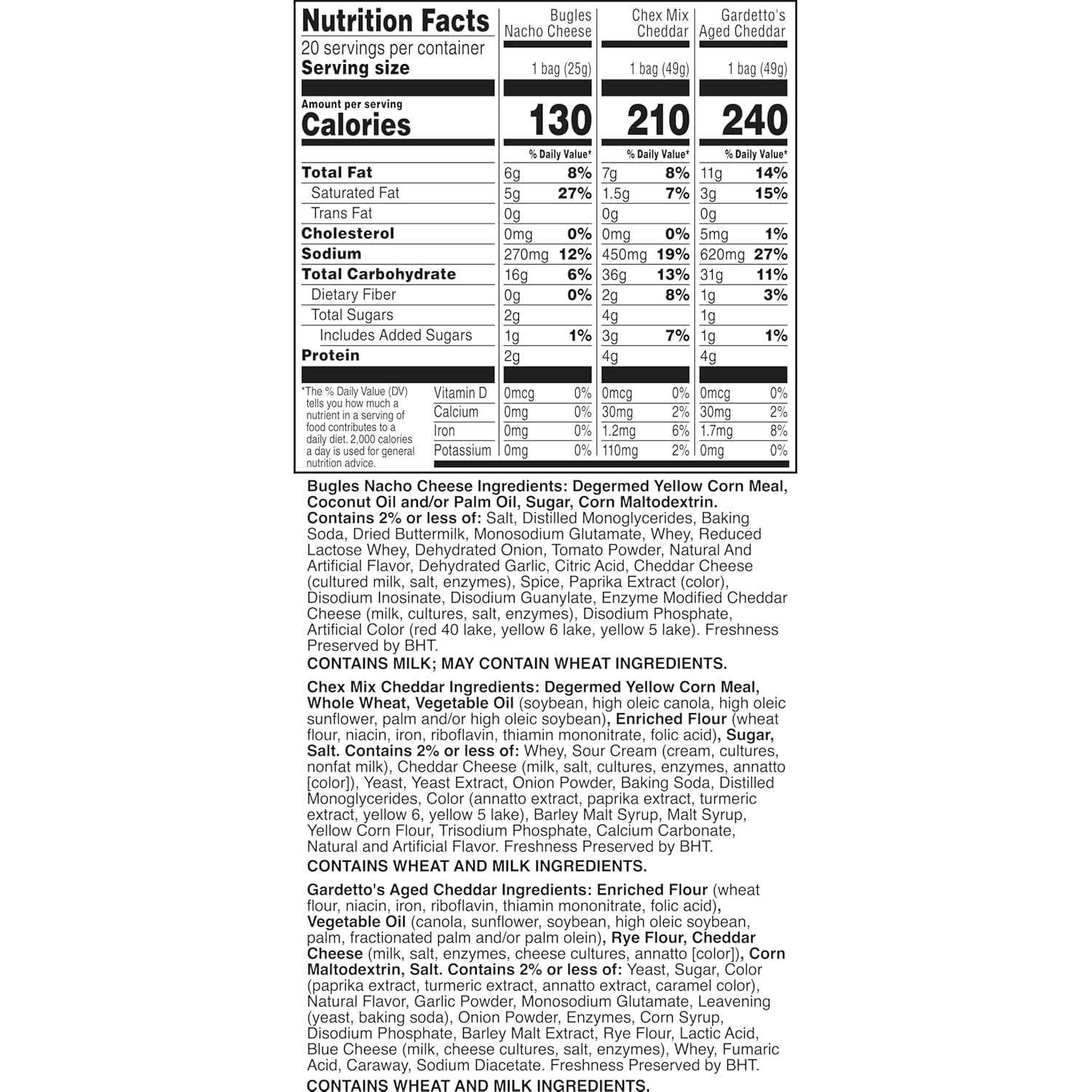 General Mills Cheesy Snack Variety Pack – Kids Lunchbox Snack Box with Cheddar Chex Mix, Nacho Bugles, and Gardetto's Single-Serve Bags