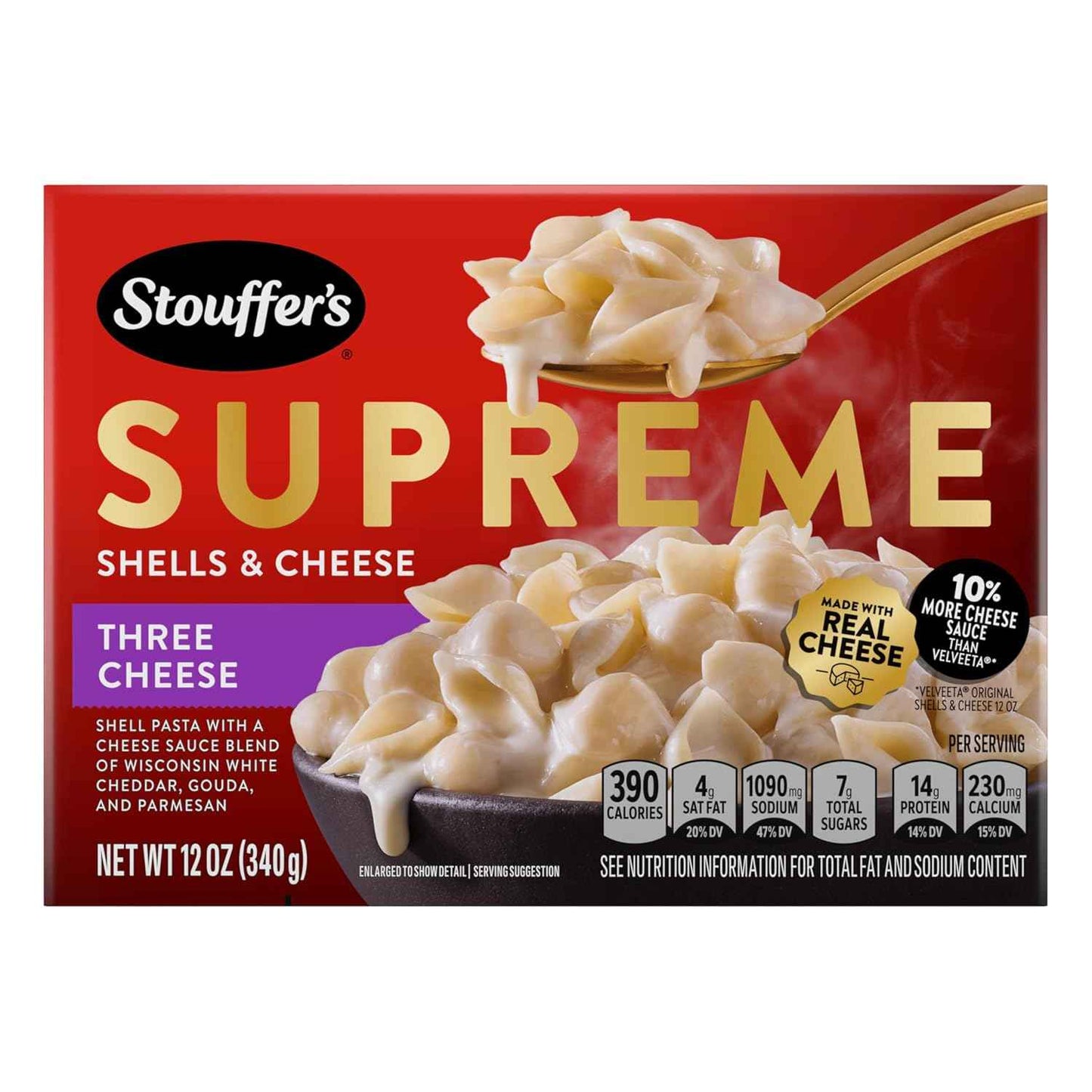 Stouffer's Supreme Shells Three Cheese Stovetop Mac – Nostalgic Comfort Food for Cozy Home Dining, No Artificial Flavors