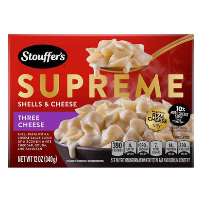 Stouffer's Supreme Shells Three Cheese Stovetop Mac – Nostalgic Comfort Food for Cozy Home Dining, No Artificial Flavors