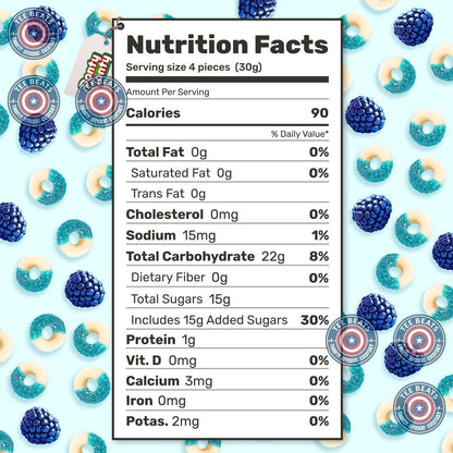 Gummy Candy Bulk BLUE RASPBERRY Rings 1 lb – Office Break Room & Reception Desk Candy Dish, Bulk 1 lb Bag