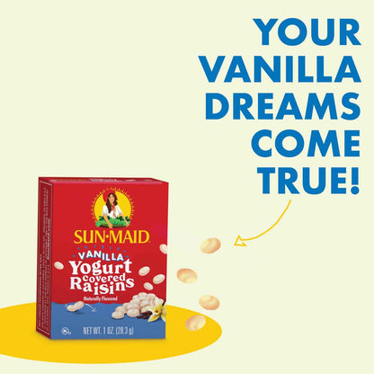 Sun-Maid Vanilla Yogurt Raisins – Desk Drawer Office Snack, 6 Single-Serve 1 oz Pouches for Work