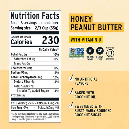 Purely Elizabeth Honey Peanut Butter Cereal – Nutritious Lunchbox Addition for Kids' School Mornings, Allergen-Friendly