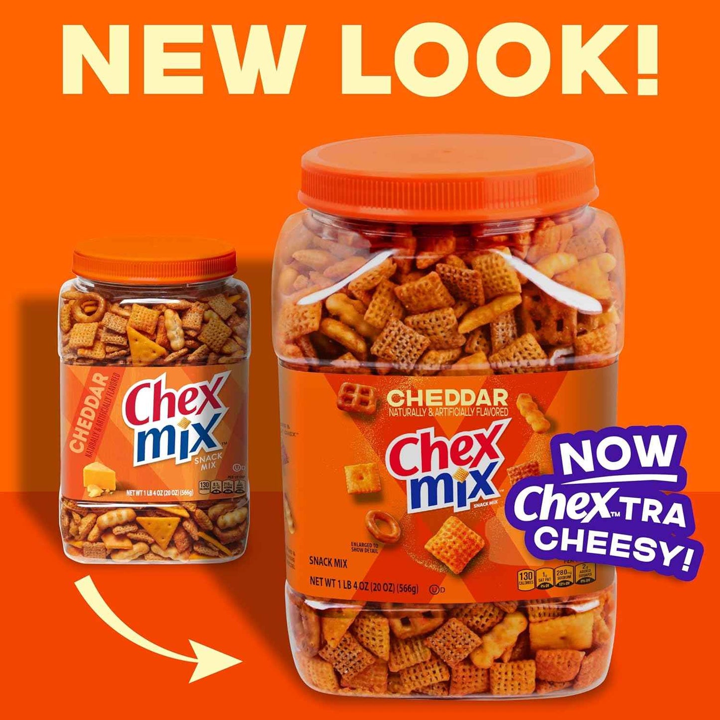 Chex Mix Cheddar Snack Mix Tub – Family-Sized Tub for Playdates, School Snacks, and Lunchbox Variety, 20 oz