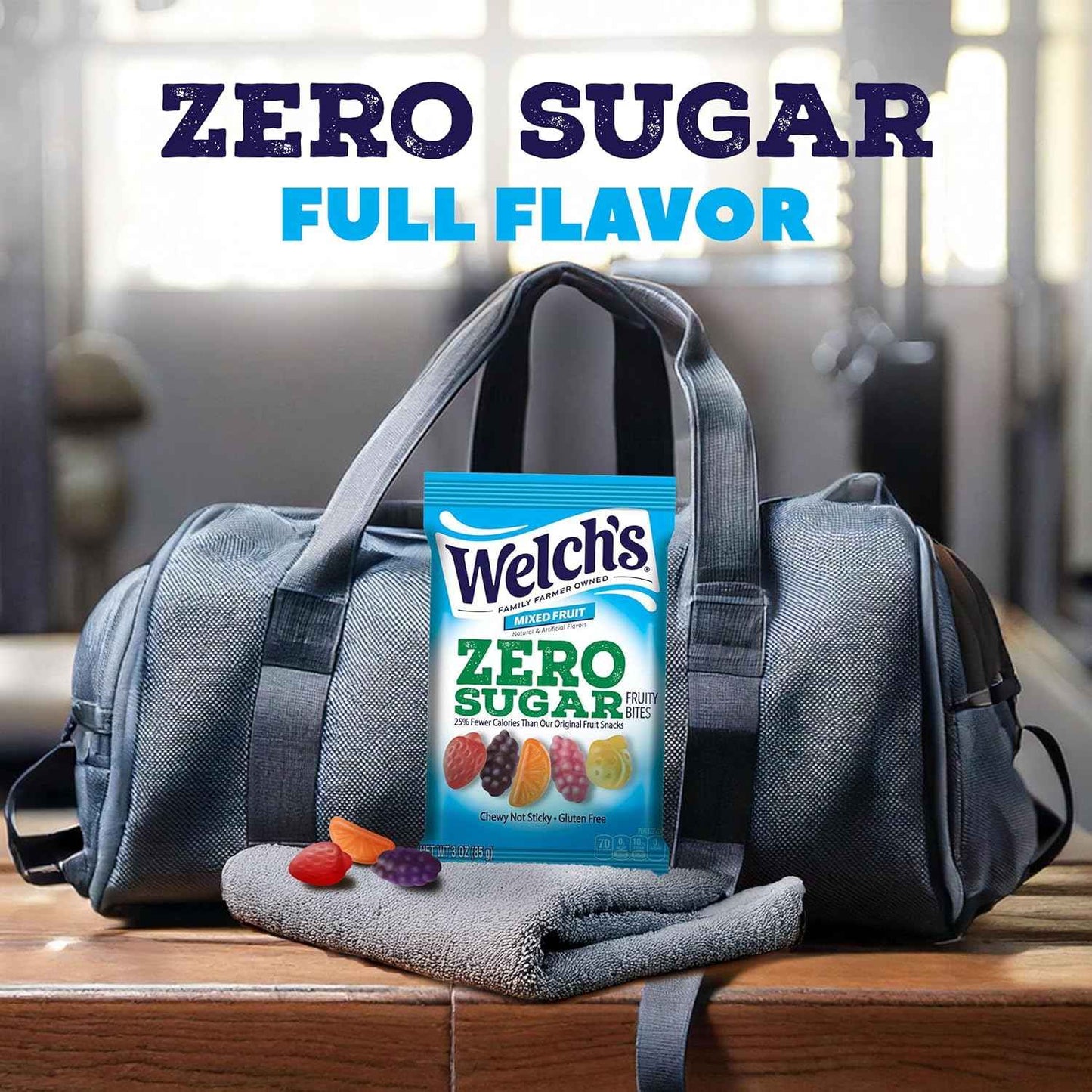 Welch's Zero Sugar Fruity Bites – Trail and Gym Bag Snack for Active Commuters, 3oz Shelf-Stable Pack