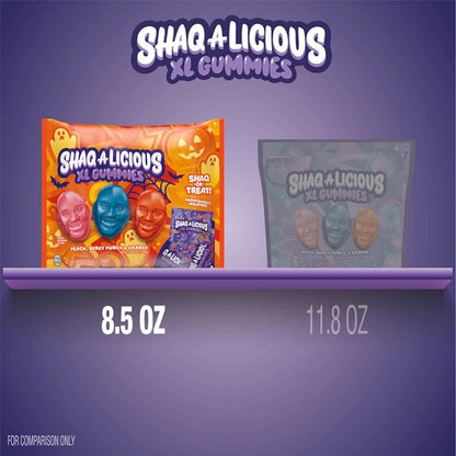 SHAQ-A-LICIOUS XL Individually Wrapped Gummy Snack Packs for Tailgates, Picnics, and Fall Camping Trips, 8.5 oz Sour Halloween Candy