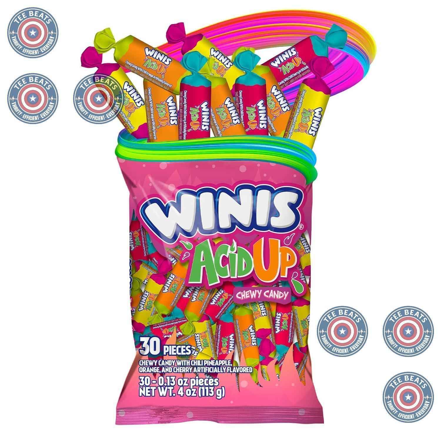 Winis Chewy Pineapple Orange Cherry Taffy – Nut-Free Kids Treats for Classroom Parties and Birthday Goody Bags