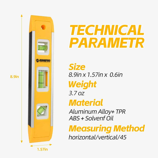 WORKPRO 9 Inch Magnetic Torpedo Level – Align Outdoor Fence Posts, Deck Rails, and Patio Ledger Boards on the Jobsite