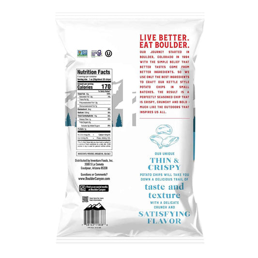Boulder Canyon Thin & Crispy Classic Sea Salt Chips – Three-Ingredient Clean Snack for an Uncluttered Pantry, 1.25 oz 6-Pack
