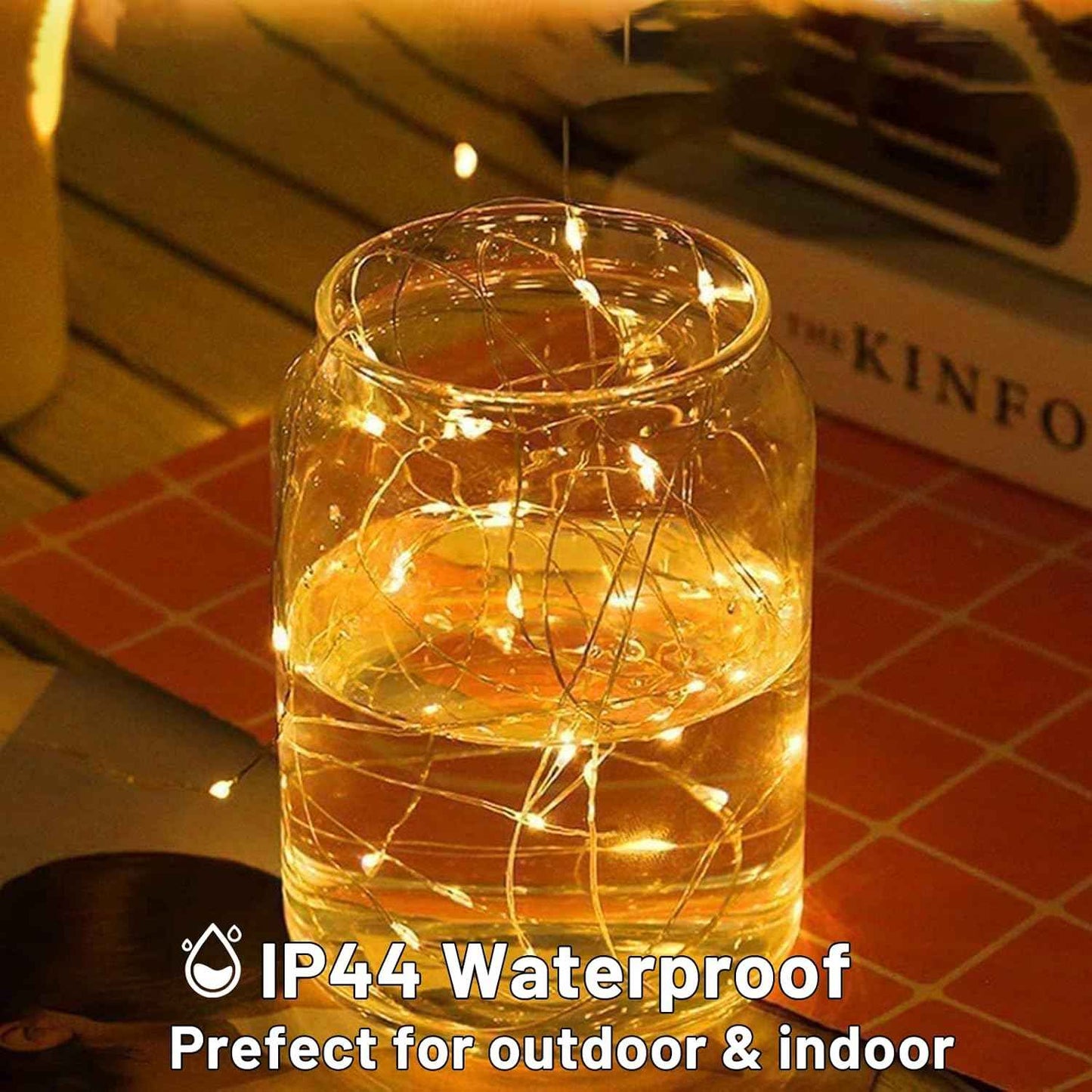LuminGlow LED Fairy Lights – Waterproof Patio & Porch String Lights, 13FT Battery Operated 6 Pack with Timer for Outdoor Dining
