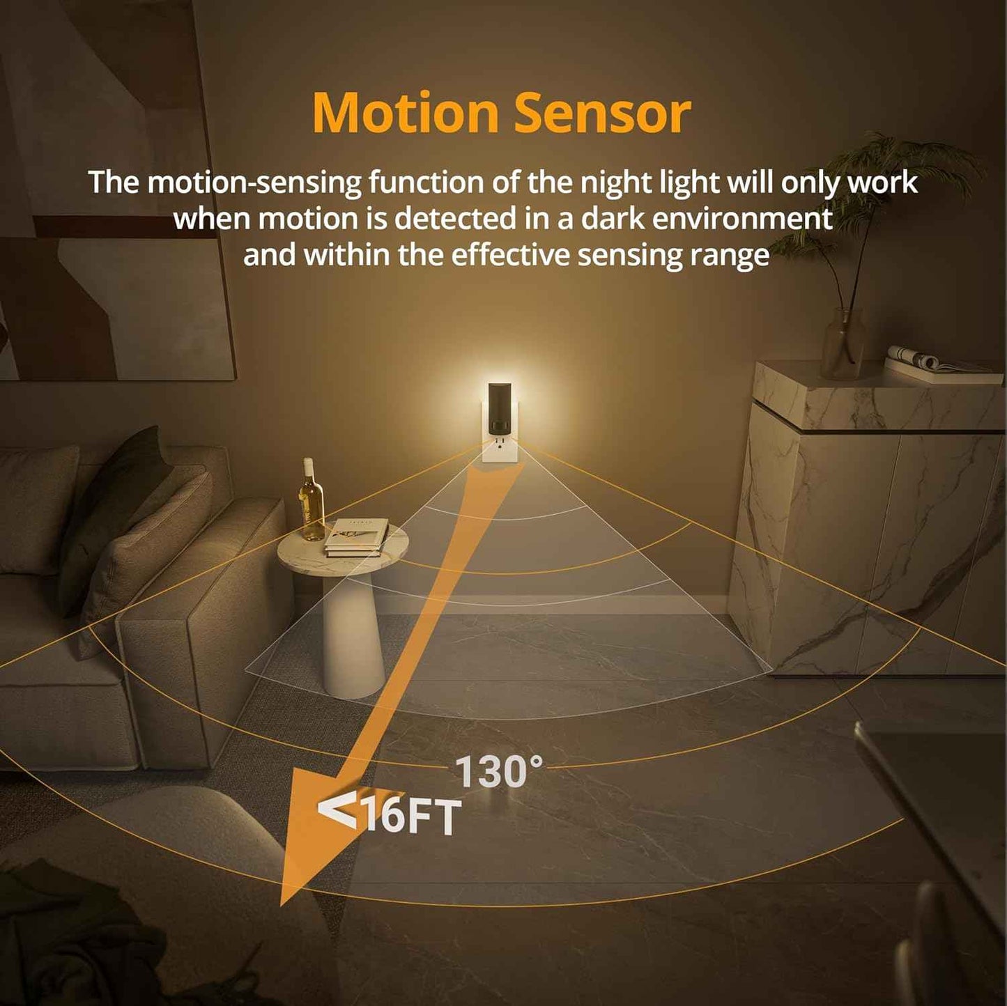 Lyridz Plug-in LED Night Light with Motion Sensor – Flameless Nighttime Lighting for Elderly Parents, Hallway and Stair Safety, 2 Pack
