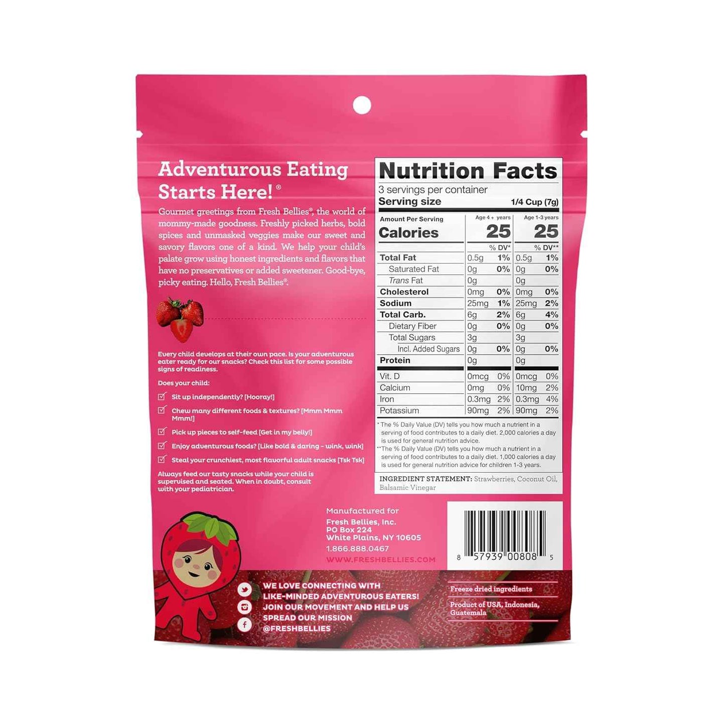 Fresh Bellies Balsamic Strawberry Freeze-Dried Pouches – Non-GMO Treat for Clean-Eating Pantry Routines