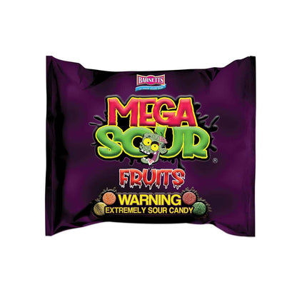 Barnetts Mega Sour Candy Fruits 104g – Travel Snack and Road Trip Sour Sweets in Compact Resealable Pouch
