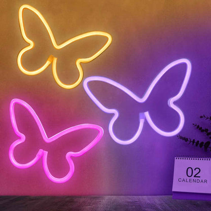 BRIGHTDECK Butterfly Neon Light Trio – Calming Wind Down Bedroom Decor, Soft Pink and Purple Glow for Nightly Relaxation Ritual