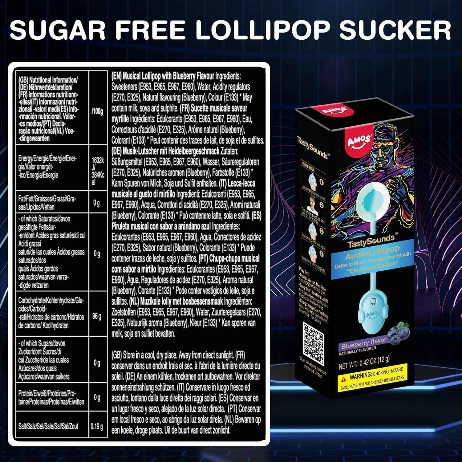 Amos Music Lollipop Candy – Audio Singing Lollipop Surprise Gift for Her, Individually Wrapped Novelty Birthday Present