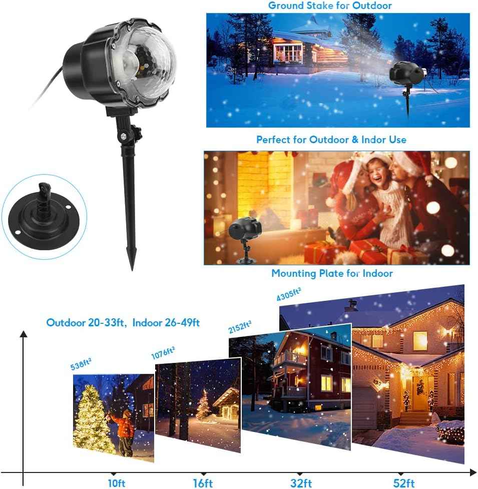 LuminScape Snowfall Projector – Fire-Free LED Night Light for Kids Bedroom and Nursery Window