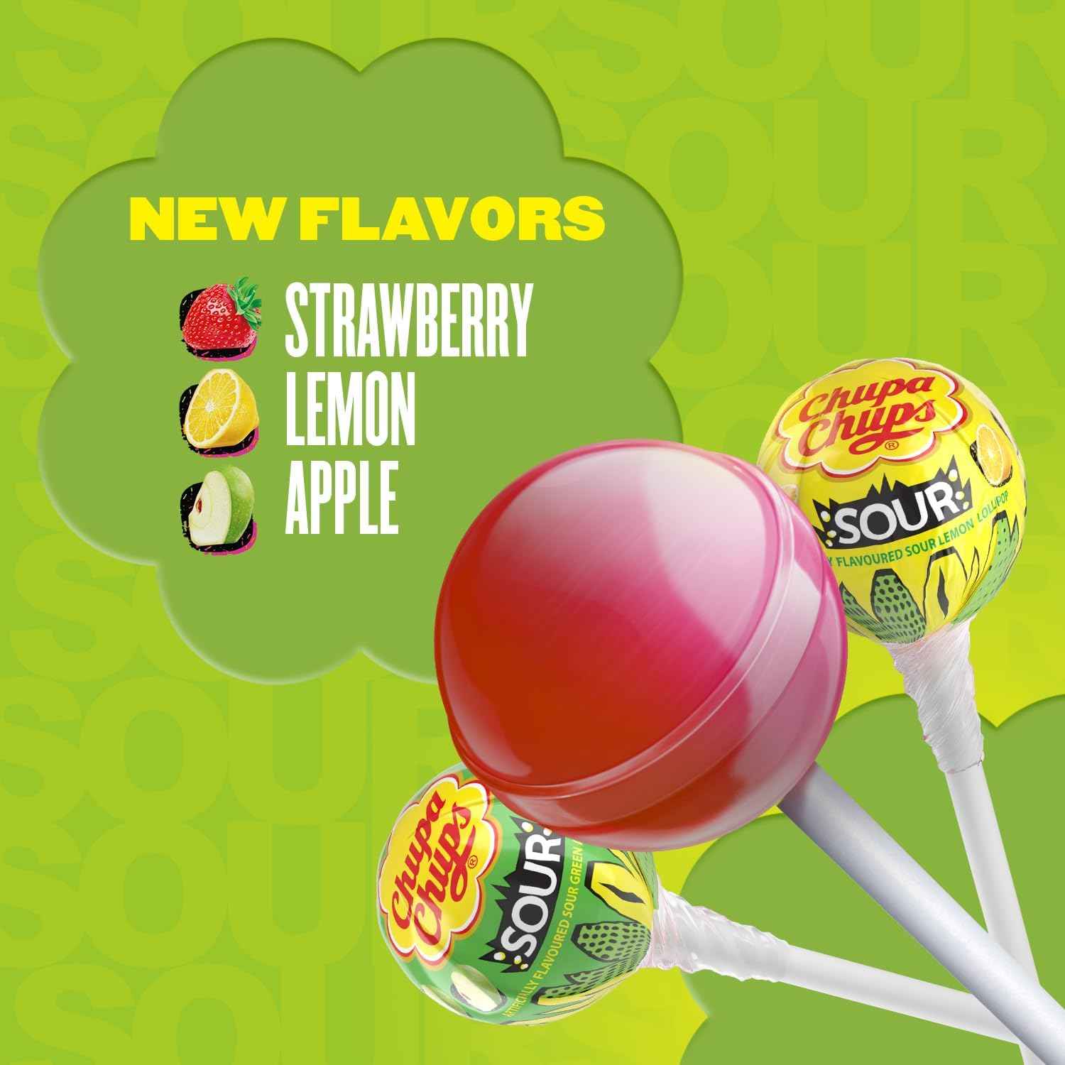 Chupa Chups Sour Lollipops – Thoughtful Stocking Stuffer and Care Package Add-on, Bulk Sour Lollipops