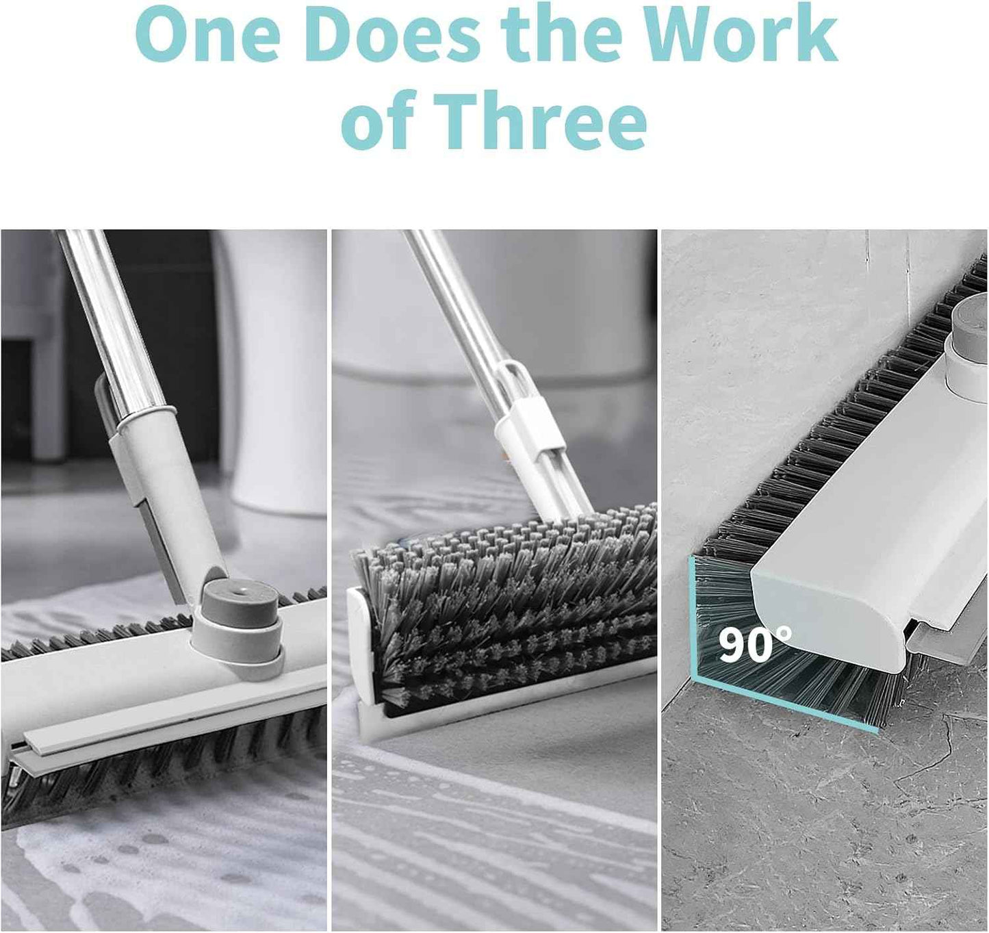 [Brand] Long-Handle Floor Scrubber in Gray/Pink – Stylish Cleaning Accessory for Pastel-Themed Homes