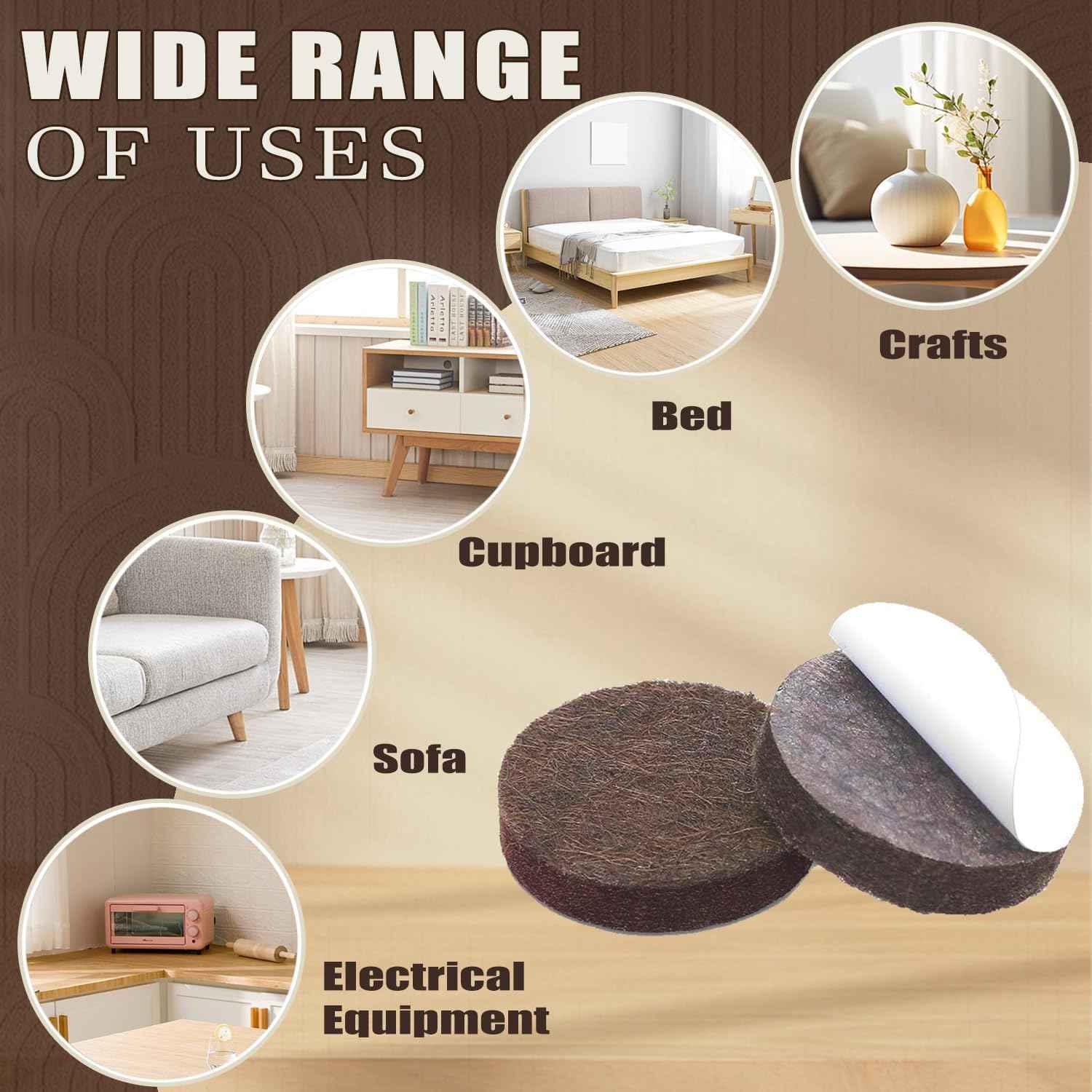 Yelanon Felt Furniture Pads - Slip Resistant Anti-Skid Floor Protectors for Family Safe Homes