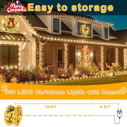 Decute 164ft Christmas String Lights – Thoughtful Birthday Gift for Mom, Green Wire Starry Lights with Timer and Remote