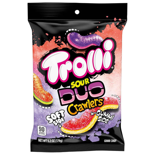Trolli Sour Brite Duo Crawlers Tropical Sour Gummies – Safe Family Snack for Playdates, Birthday Parties, and Trick-or-Treat Night
