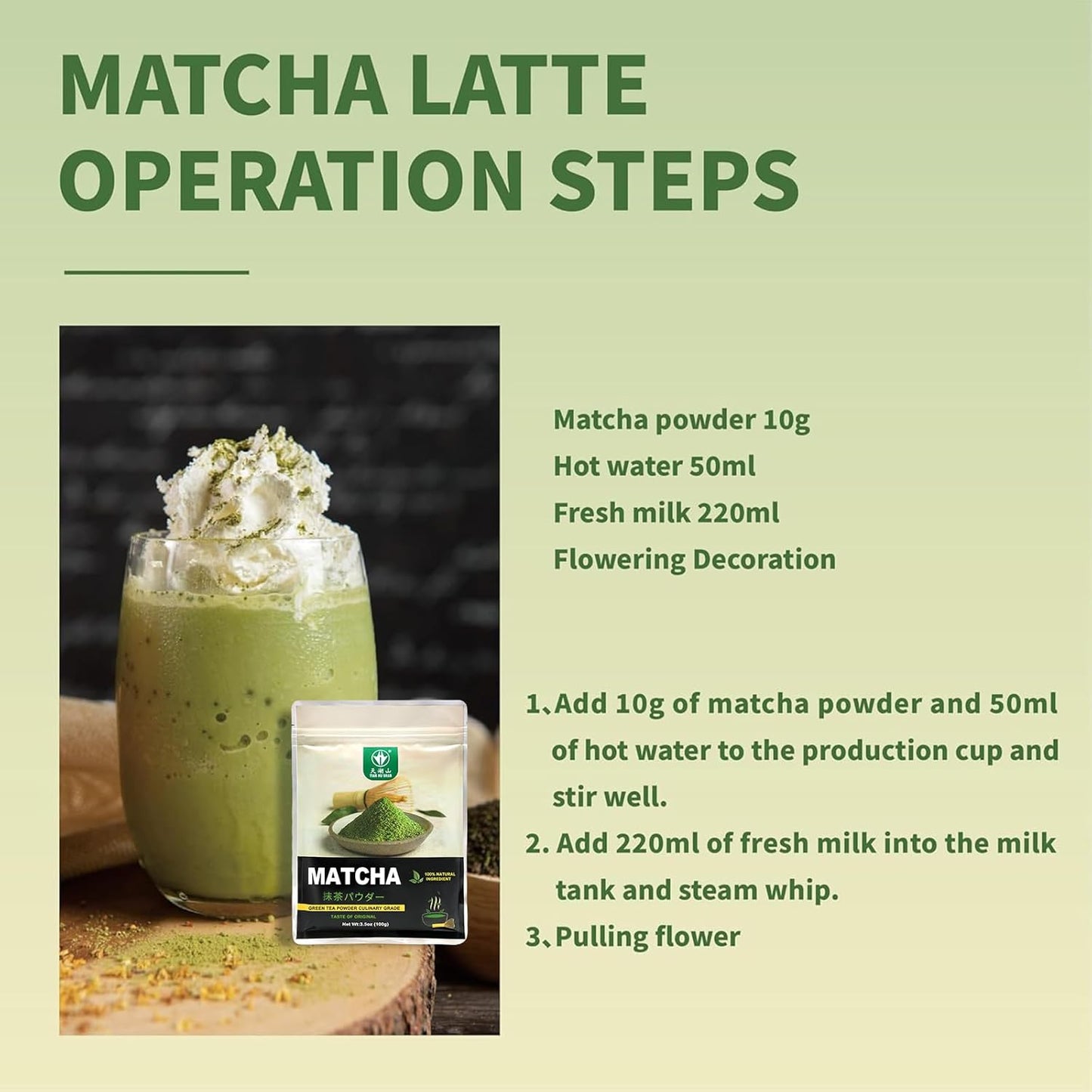 TIAN HU SHAN Matcha Green Tea Powder – Clean-Label Pantry Essential for Minimalist Kitchens, One Pure Ingredient