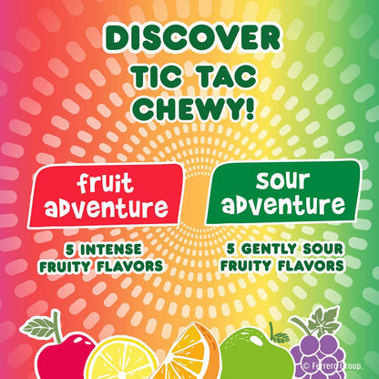 Tic Tac Chewy! Fruit Adventure Candy – Stocking Stuffer and Party Favor Pack for Kids and Teens, 7 oz