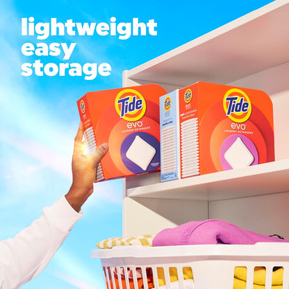 Tide evo Spring Blast Fiber Tiles Laundry Detergent for Clutter-Free Laundry Room Storage, Pre-Measured 42 Tiles