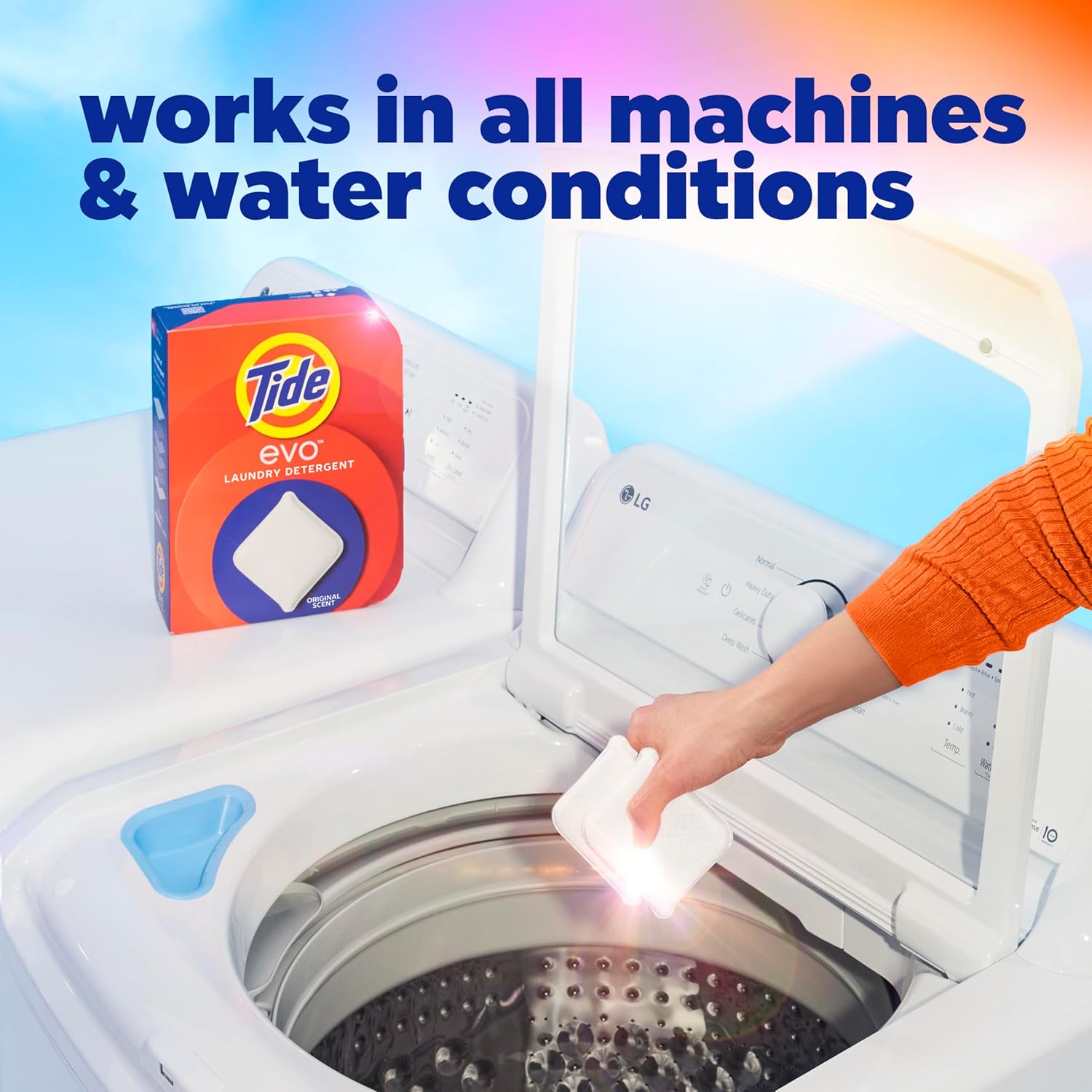 Tide evo Spring Blast Fiber Tiles Laundry Detergent for Clutter-Free Laundry Room Storage, Pre-Measured 42 Tiles