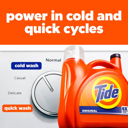 Tide Original Scent Liquid Laundry Detergent 158 fl oz – Family-Safe Laundry Soap for Nursery and Playroom Wash Loads, 126 Loads